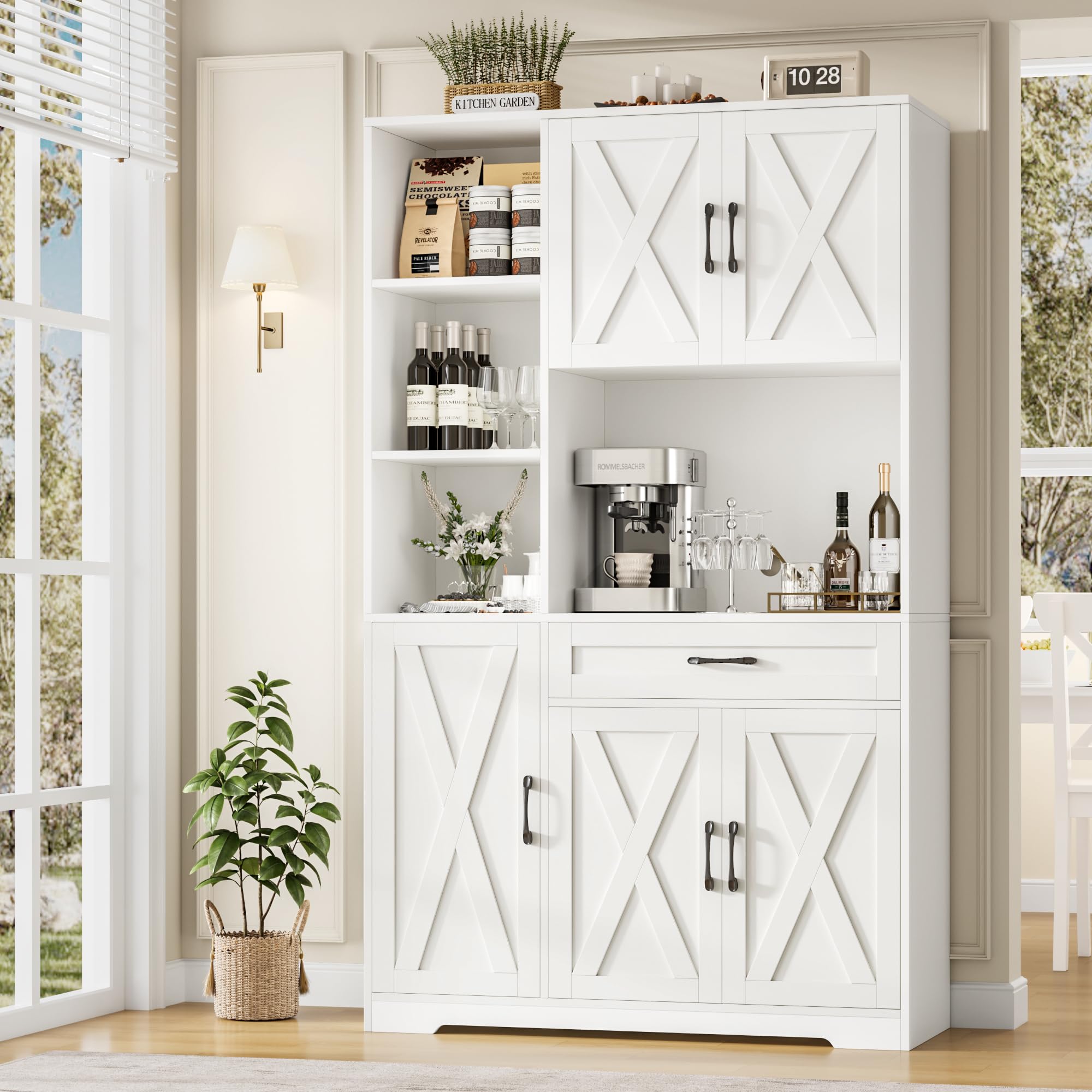 71" Tall Kitchen Pantry Storage Cabinet, Farmhouse Food Pantry Cabinet
