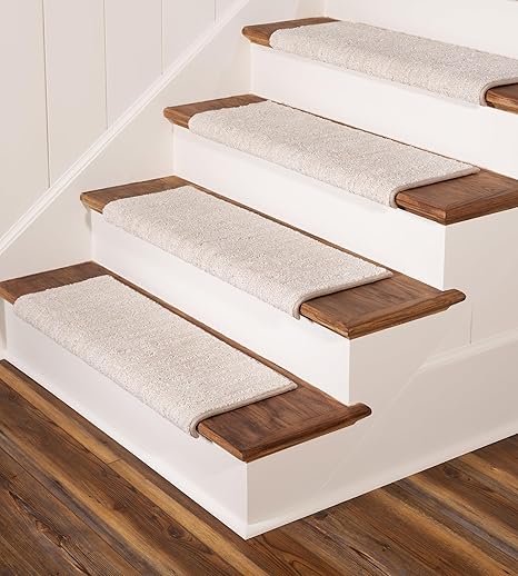 Oak Valley Designs™ Rounded Bullnose Carpet Stair Treads - Anti Slip Indoor Stair Mats for