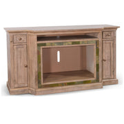 TV Media Entertainment Console, Slate Inlay Light 72 Inch, Brown and Brass