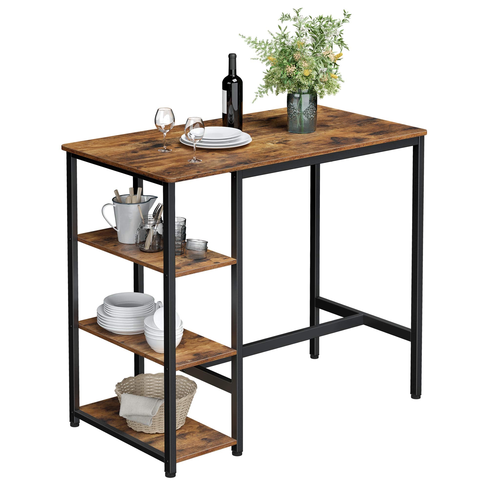 Bar Table with Sturdy Metal Frame, Easy Assembly, Industrial Design