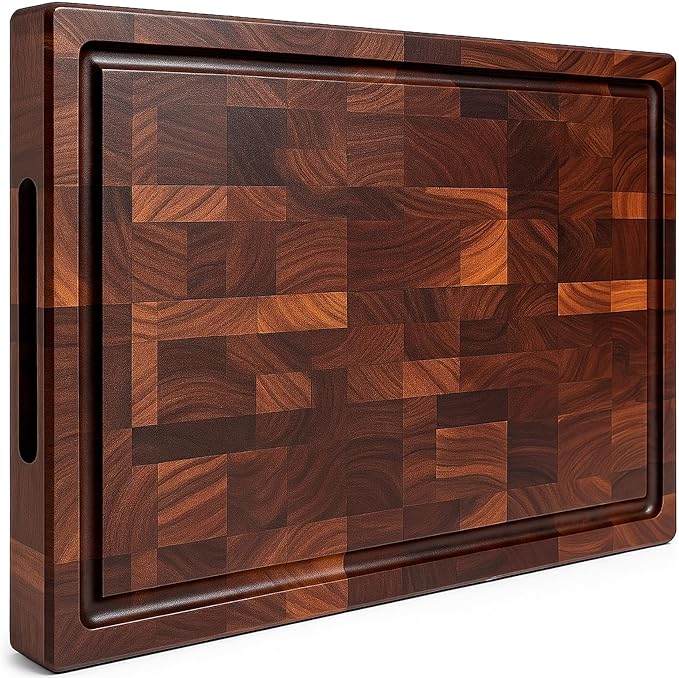 Walnut Wood Cutting Board for Kitchen, Reversible Wooden Chopping Board