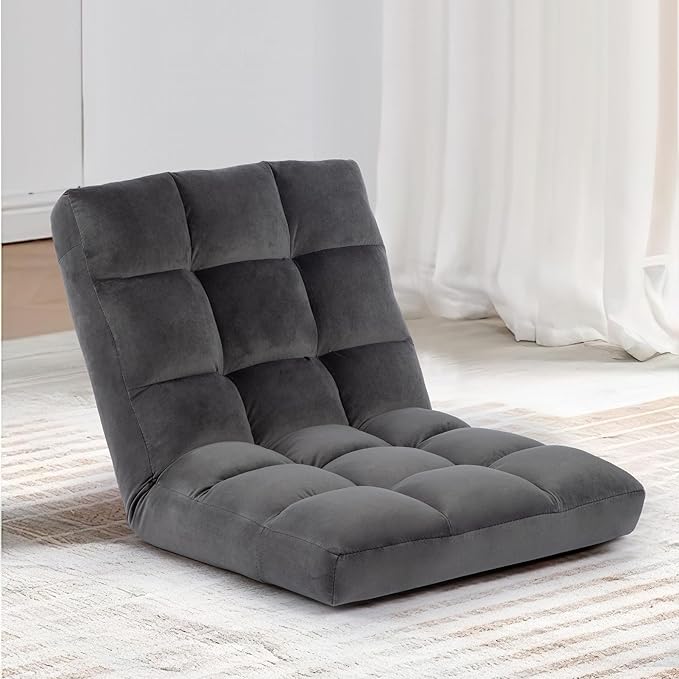 Floor Chair, 24 inches Wide Oversized Velvet Armless Lay Flat Floor seat