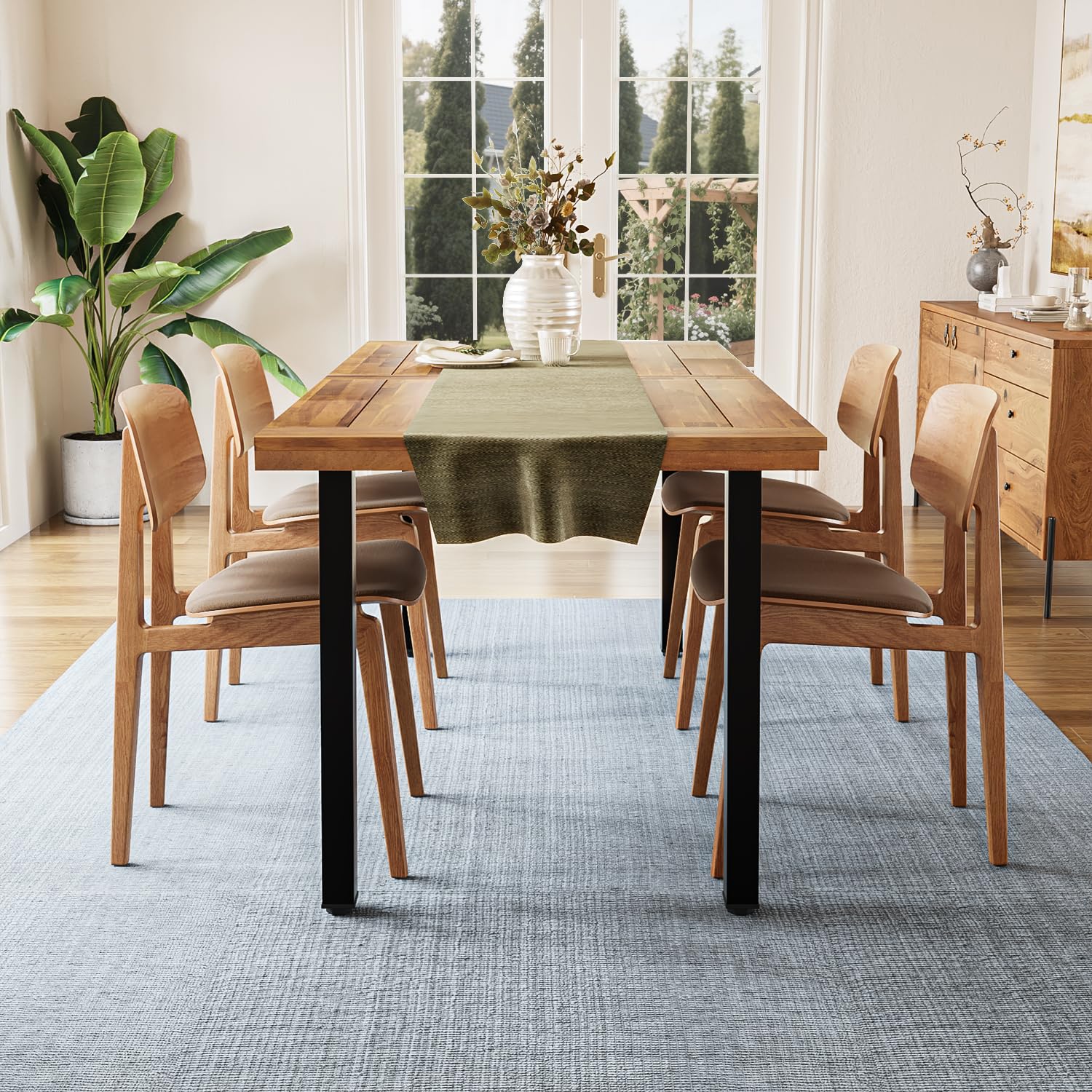 Dining Table for 4 to 6 People, 68.9" inch Rectangular Wood Kitchen Table