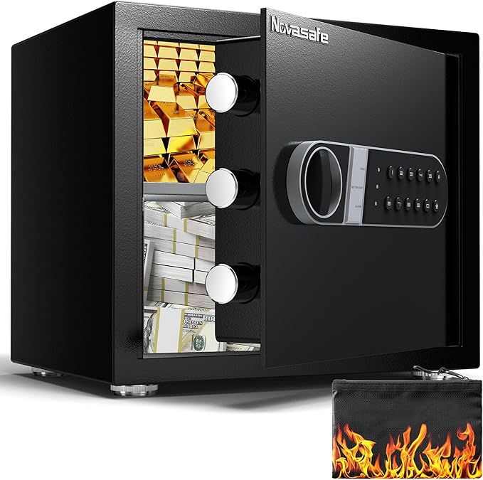 Home Safe Box with Key & Fireproof Waterproof Bag