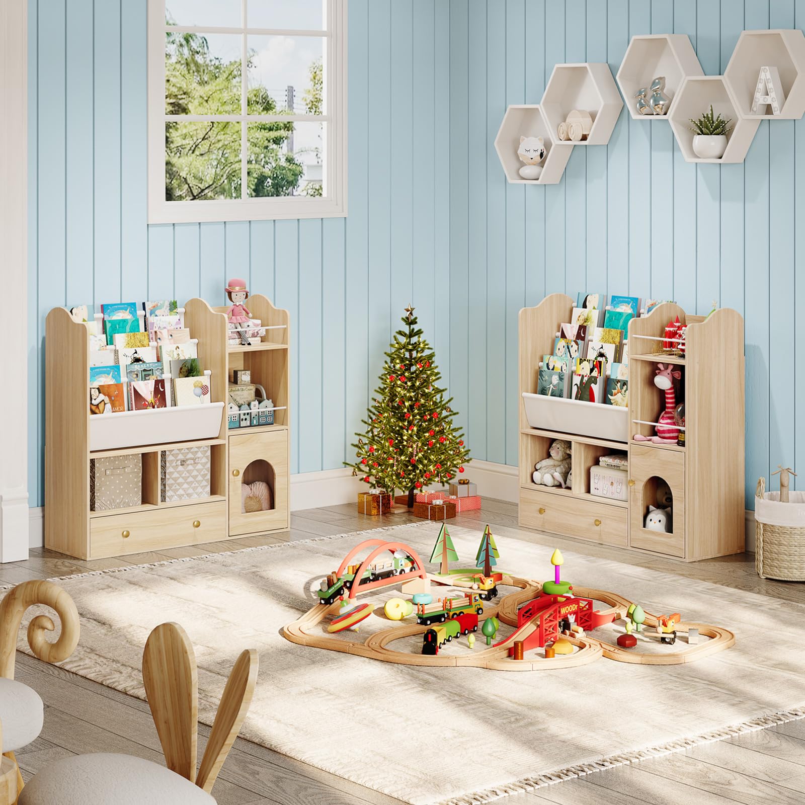 Toy Storage Organizer, Toy Organizers and Storage with 5 Storage Cubbies and Large Drawer