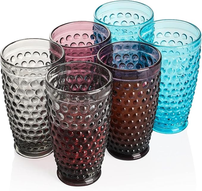 Glassware 6 Set Old Fashioned Iced Beverage Drinking Glasses, 13.3 oz Premium