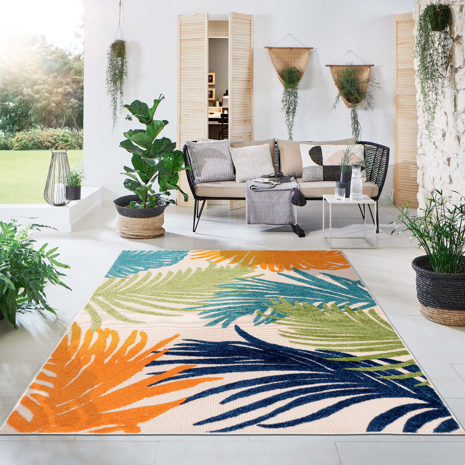 Lucca Contemporary Floral Indoor/Outdoor Area Rug 7'10" x 10' Multi