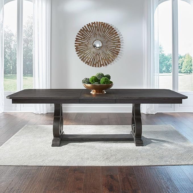 Grant Park Trestle Table for Dining Room with Self Storing Leaf