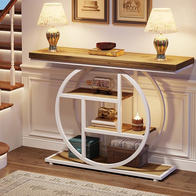 41.3" Console Table, Industrial 4-Tier Sofa Table Entryway Table