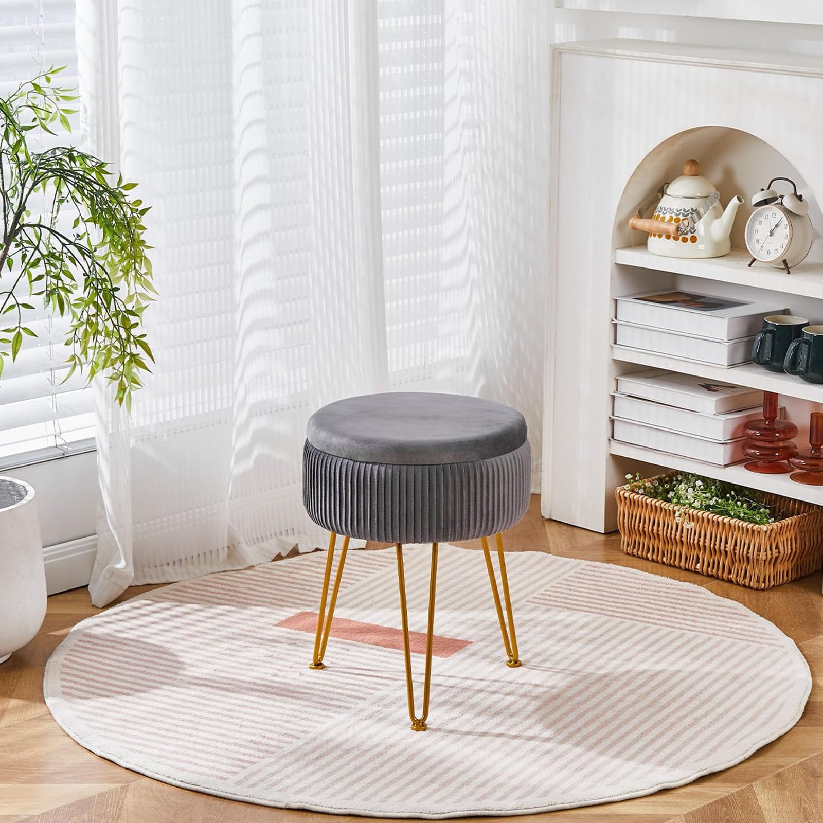 Velvet Foot Rest Stool or Ottomans and Poufs