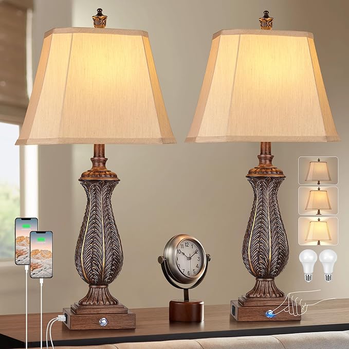 Table Lamps for Bedrooms Set of 2, 30" H Touch Lamps for Living Room