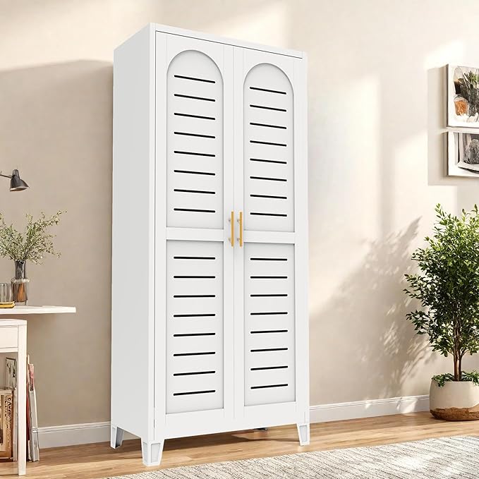 71" Metal Storage Cabinet, Kitchen Pantry Cabinet with 2 Doors and 4 Adjustable Shelves