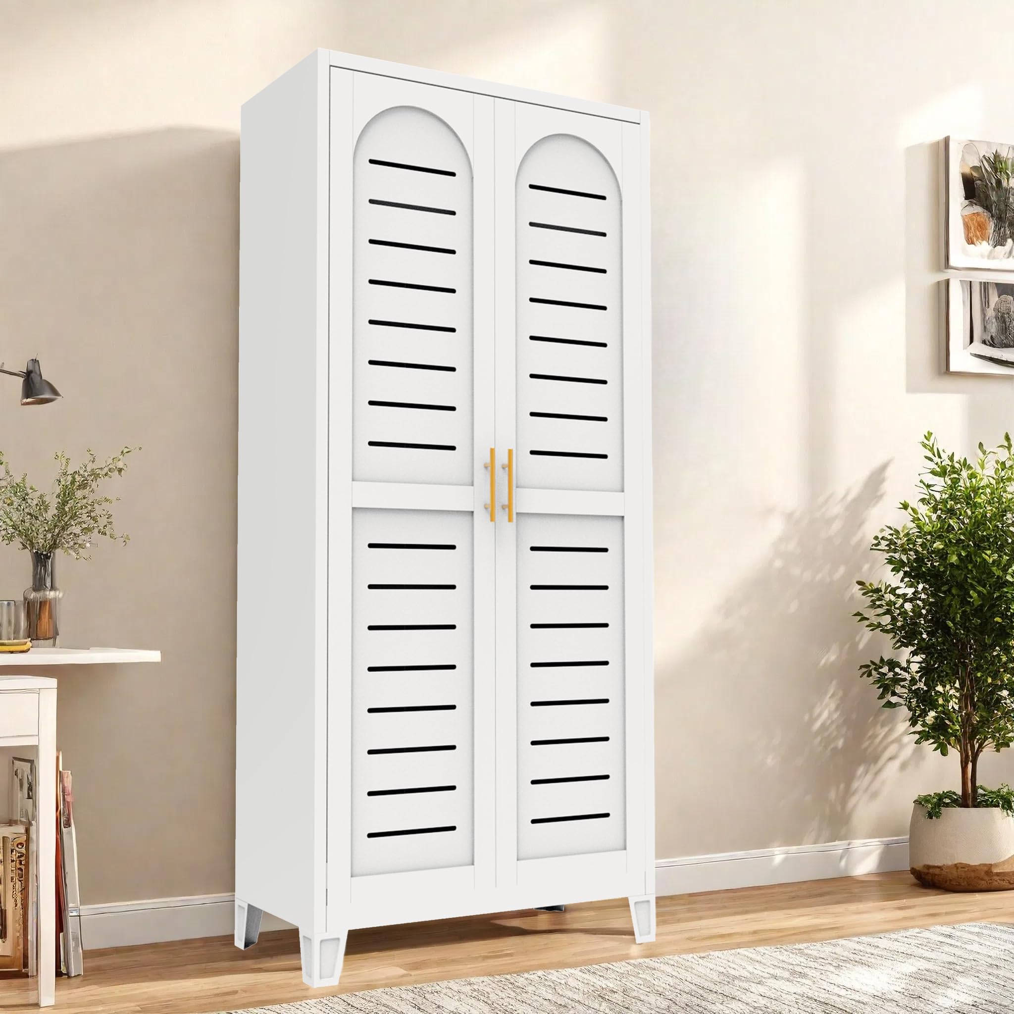 71" Metal Storage Cabinet, Kitchen Pantry Cabinet with 2 Doors and 4 Adjustable Shelves