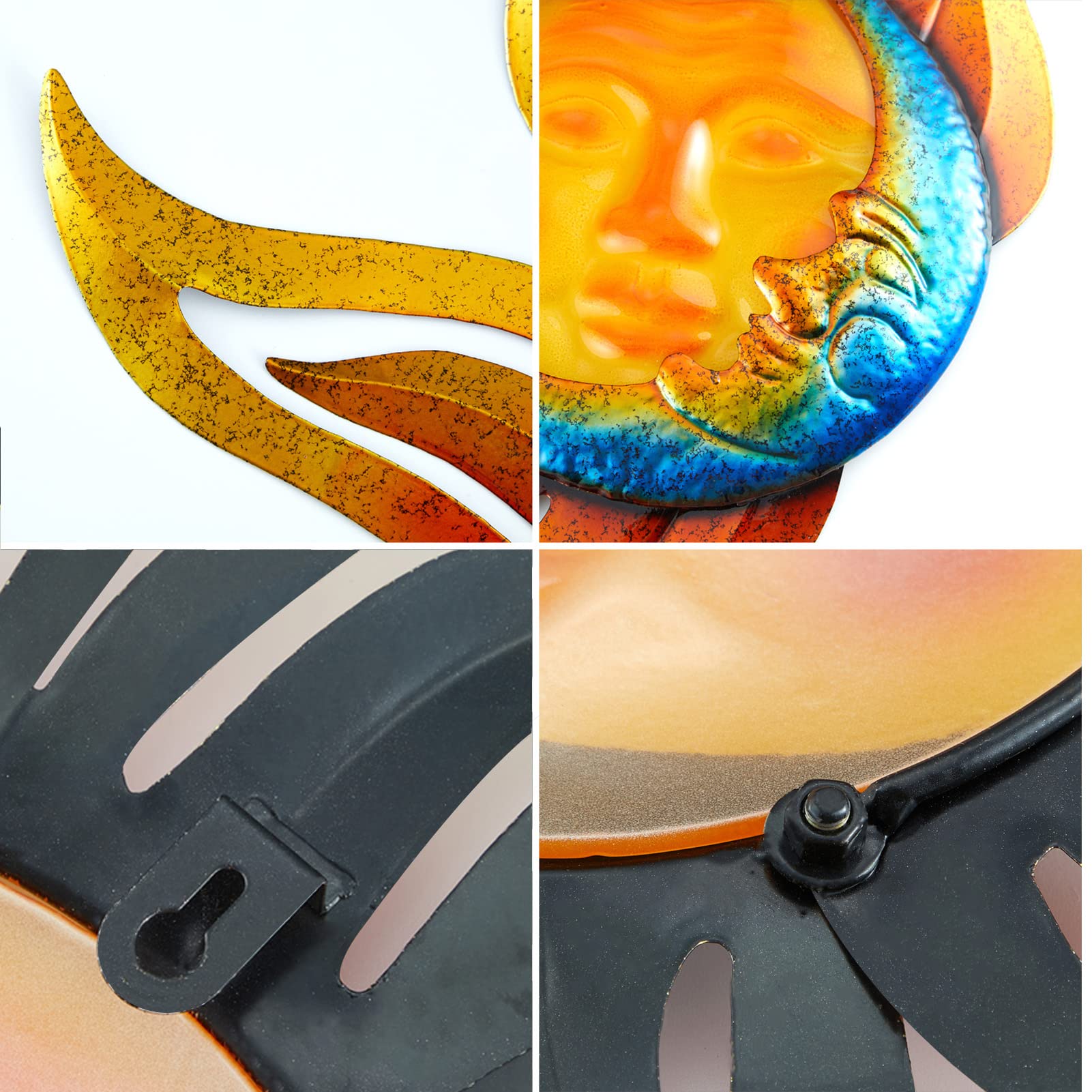 Large Outdoor Metal Glass Sun and Moon Wall Decor Outdoor Sun Moon