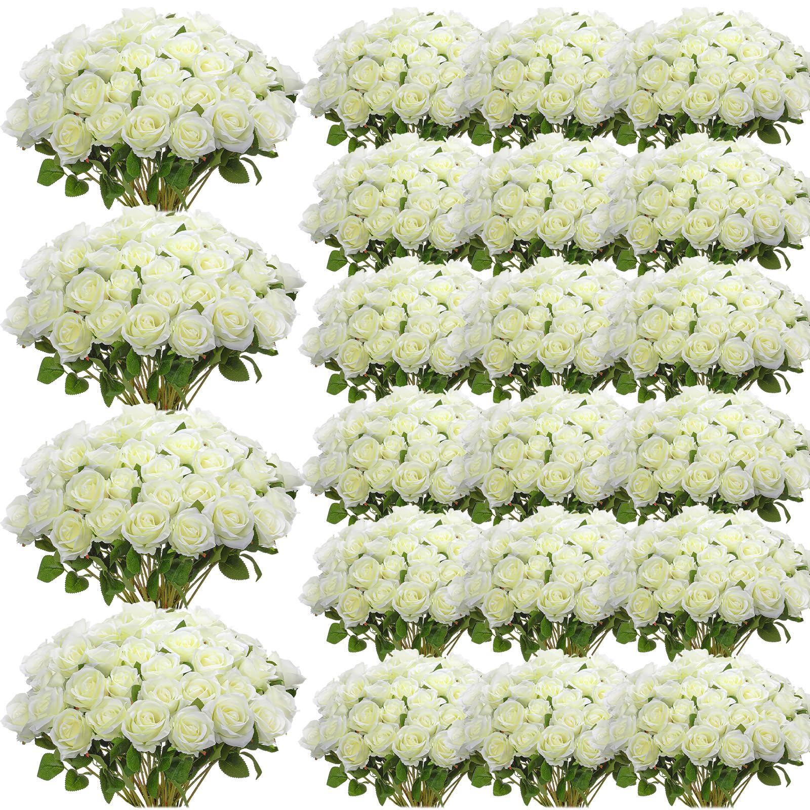 500 Pcs Artificial Silk Roses Flowers with Long Stem Bridal Wedding Bouquet