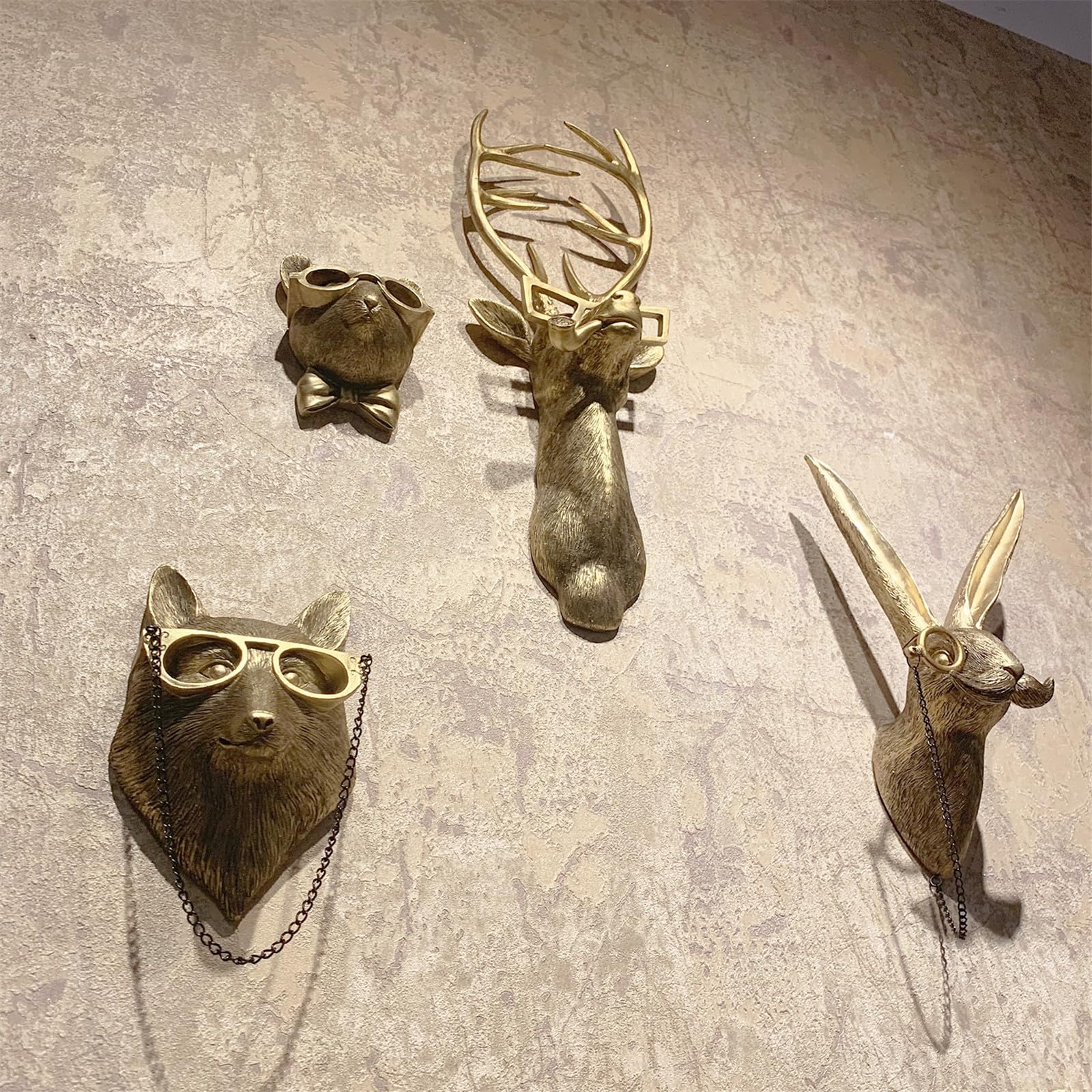 Animal Heads Wall Decor, Faux Deer Head Mount, Animal Sculptures Wall Decor