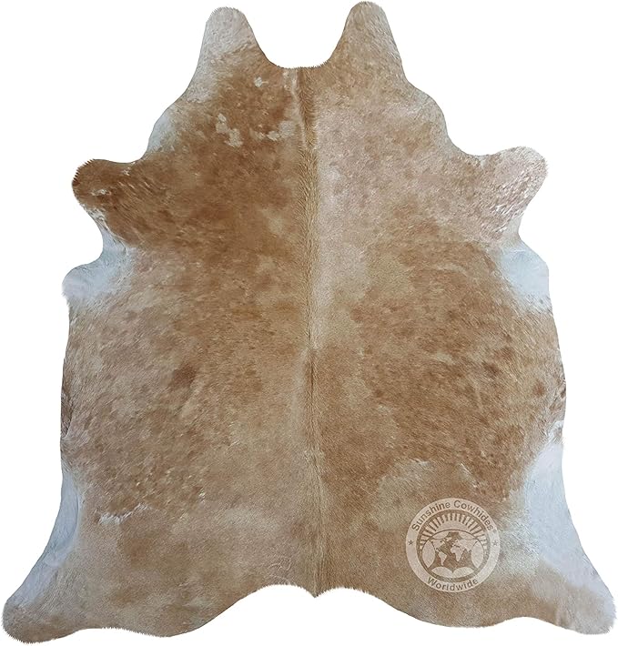 100% Genuine Palomino White and Beige Cowhide Rug - Modern Style Animal Skin