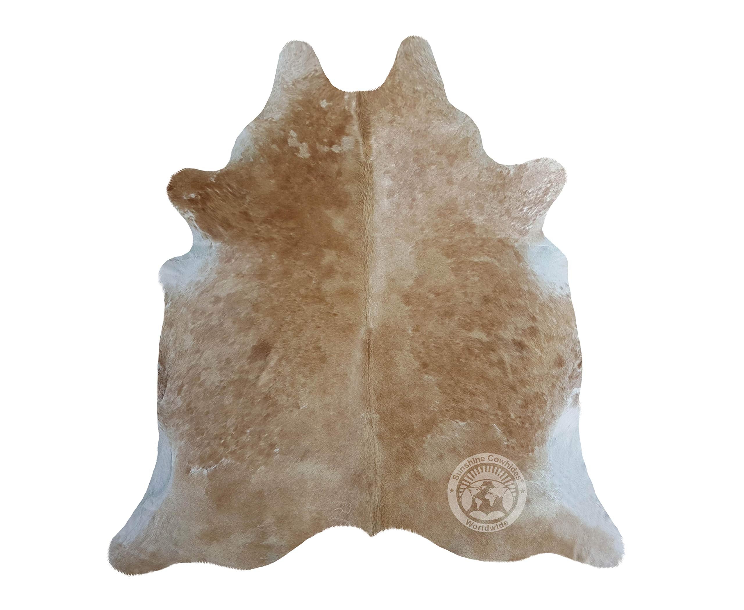 100% Genuine Palomino White and Beige Cowhide Rug - Modern Style Animal Skin