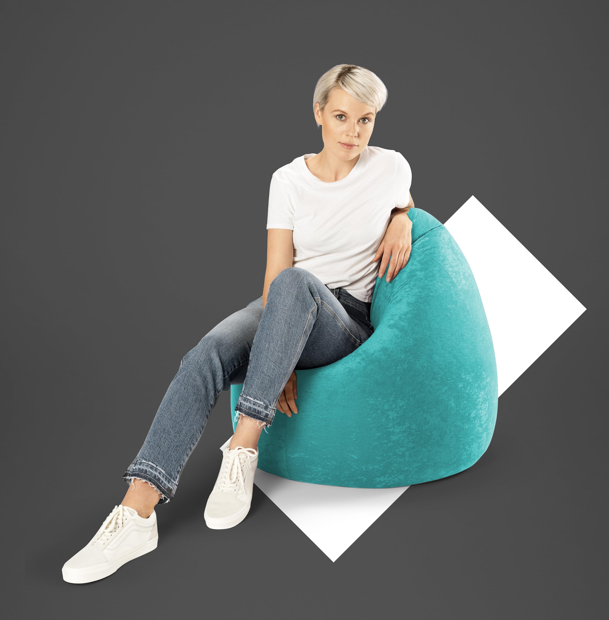 Easy Collection Contemporary Polyester Upholstered Oversized Bean Bag Chair