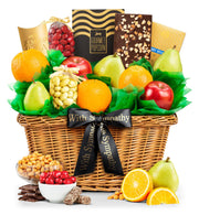 Heartfelt Sympathy Five Star Premium Fruit & Gourmet Treats Basket | With Sympathy