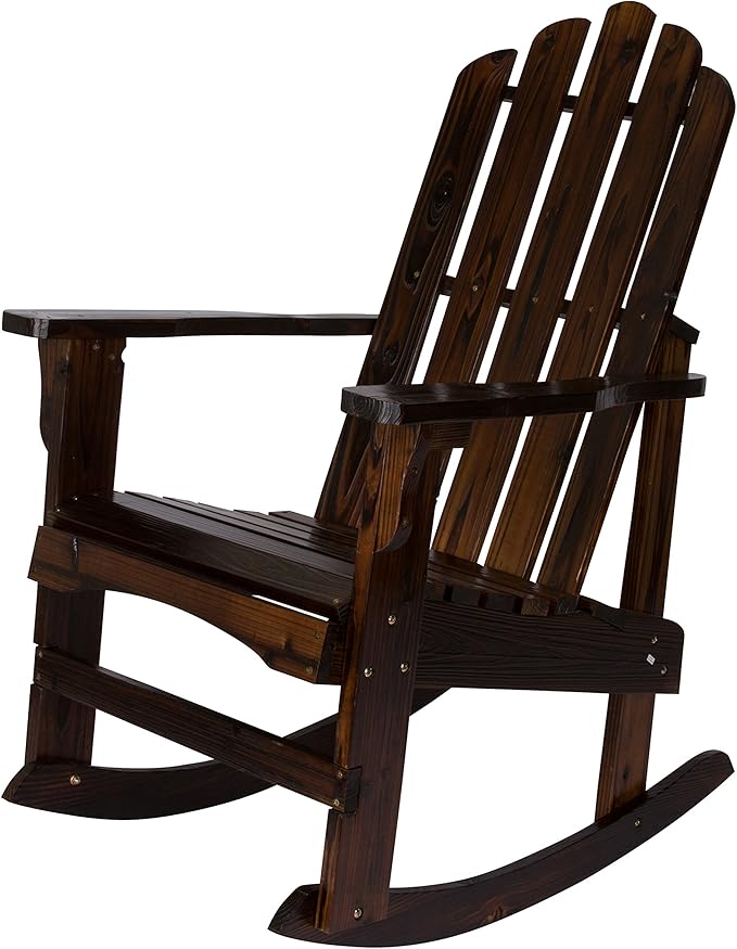 Marina Adirondack Porch Rocker, Indoor Outdoor Wood Rocking Chair
