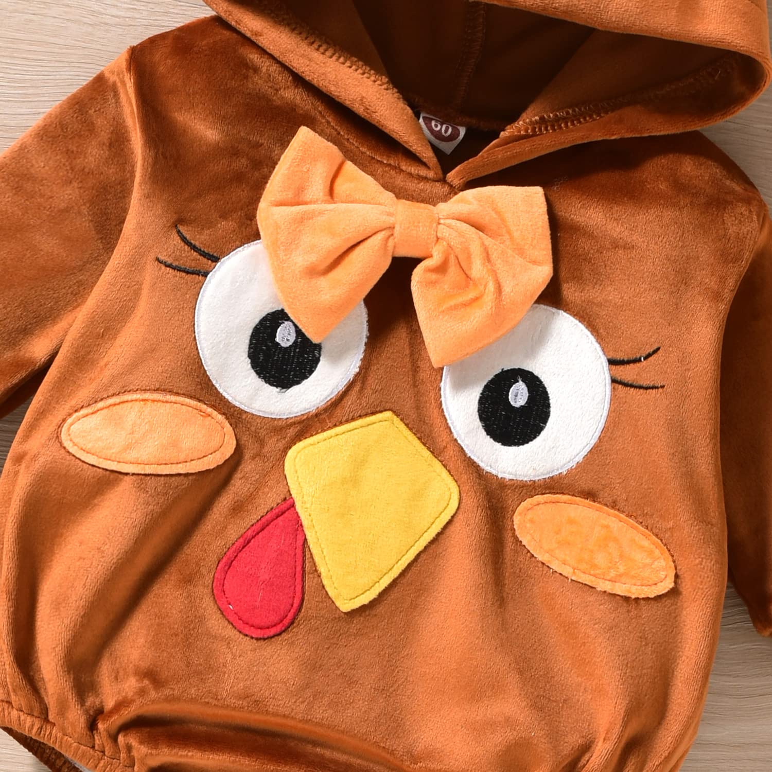 6-12 Months Baby Boys Thanksgiving Outfit Infant Girls Turkey Hooded Romper
