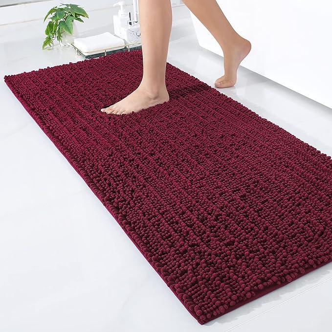 Luxury Chenille Bathroom Rug Mat, Extra Soft Thick Absorbent Shaggy Bath Rugs