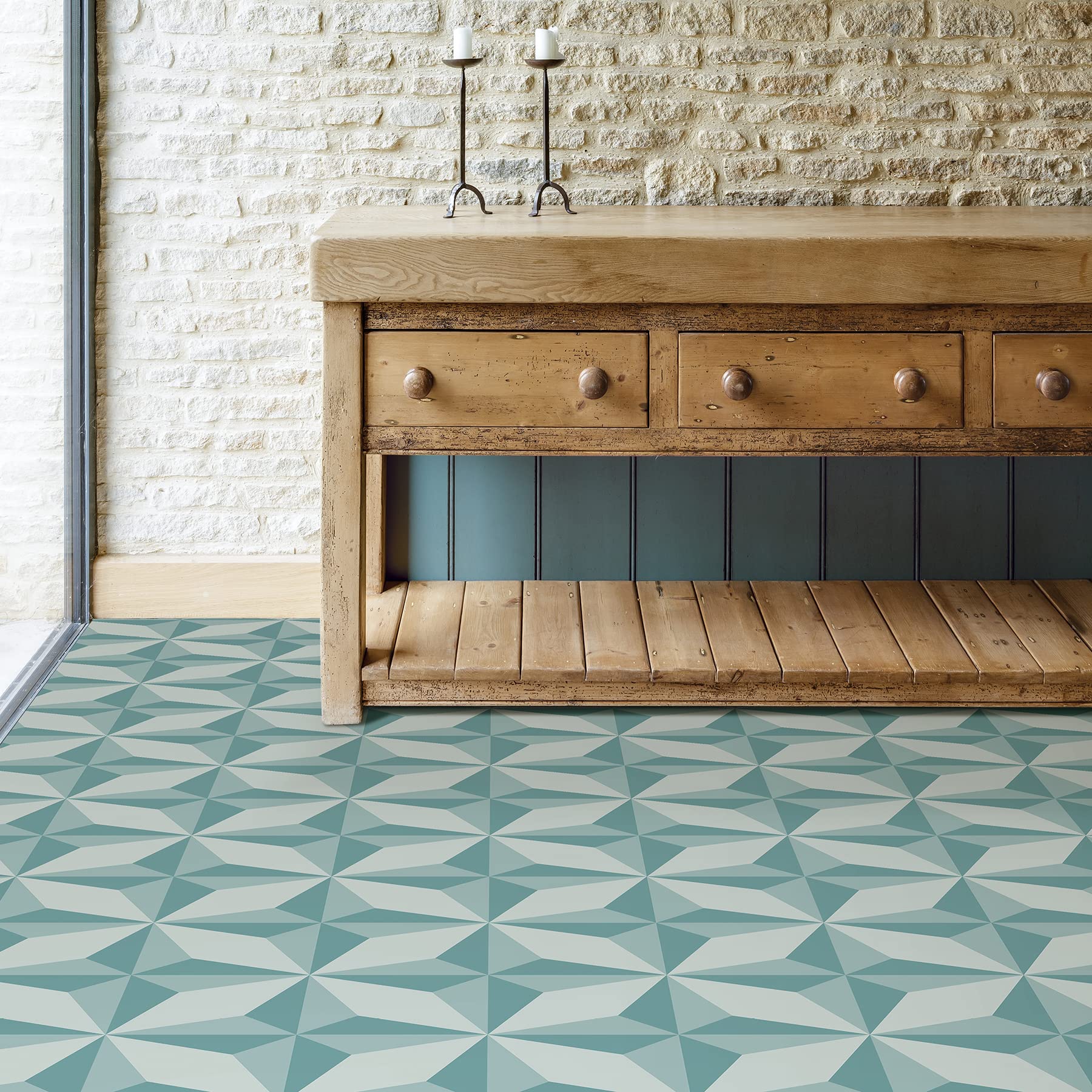 Topaz Peel & Stick Floor Tiles, Blue