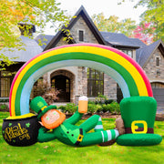St. Patricks Day Inflatable Decorations 7FT Lying Leprechaun Rainbow Arch