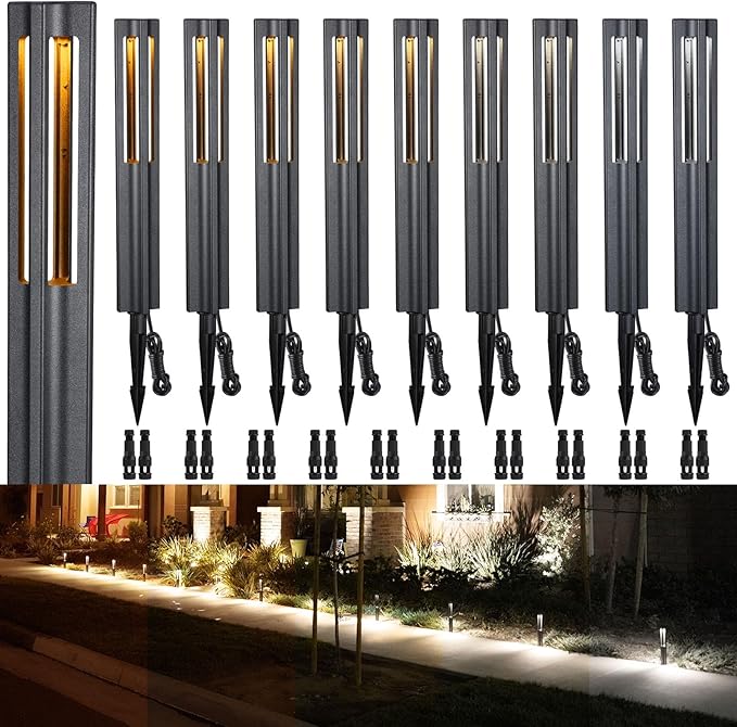 10-Pack Low Voltage Landscape Pathway Lights, LED Bollard Path Lights