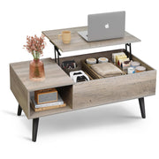 Coffee Table for Living Room, Lift Top Coffee Table with Storage, Small Rising Wooden