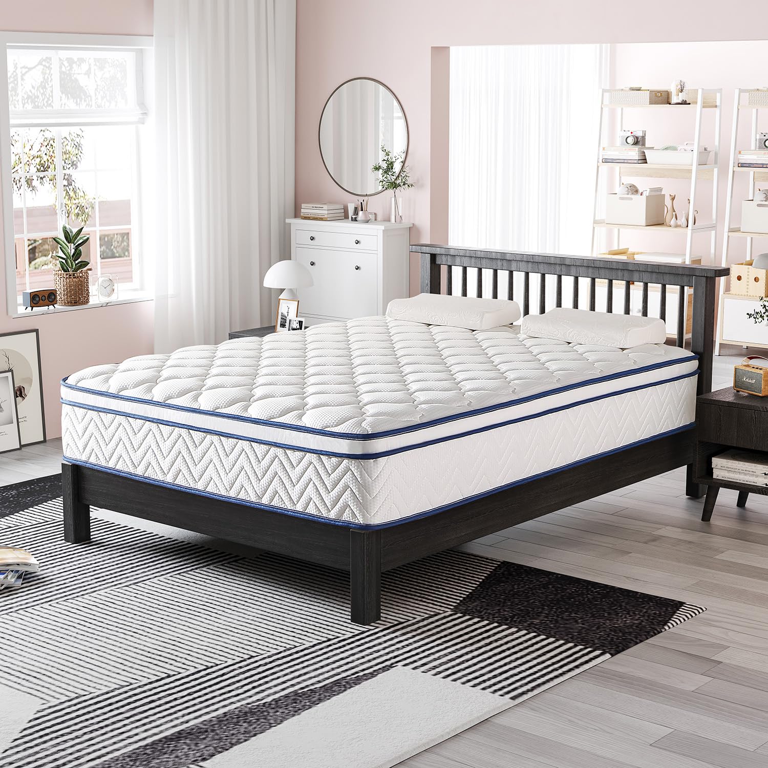 Queen Size Mattress, 12 Inch Hybrid Mattress in a Box, Memory Foam Individually Wrapped
