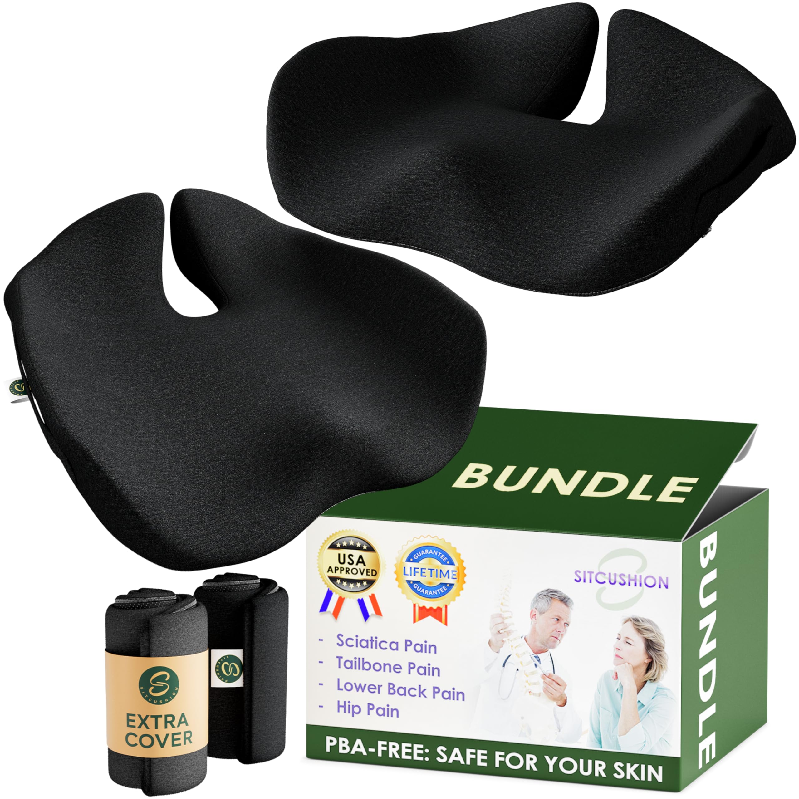 Memory Foam Car Seat Cushion for Back Pain Relief Car Cushions for Driving, Tailbone Pain