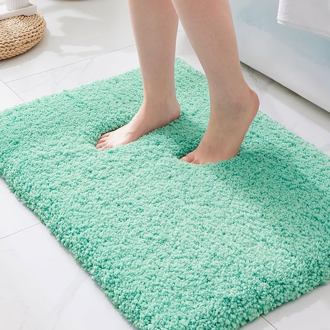 Pink Bathroom Rugs 48" × 24" Non Slip & Super Absorbent Extra Thick Soft