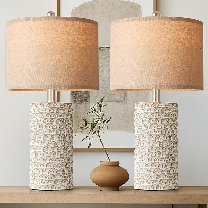 Modern Ceramic Table Lamp Set of 2, Table Lamps for Living Room