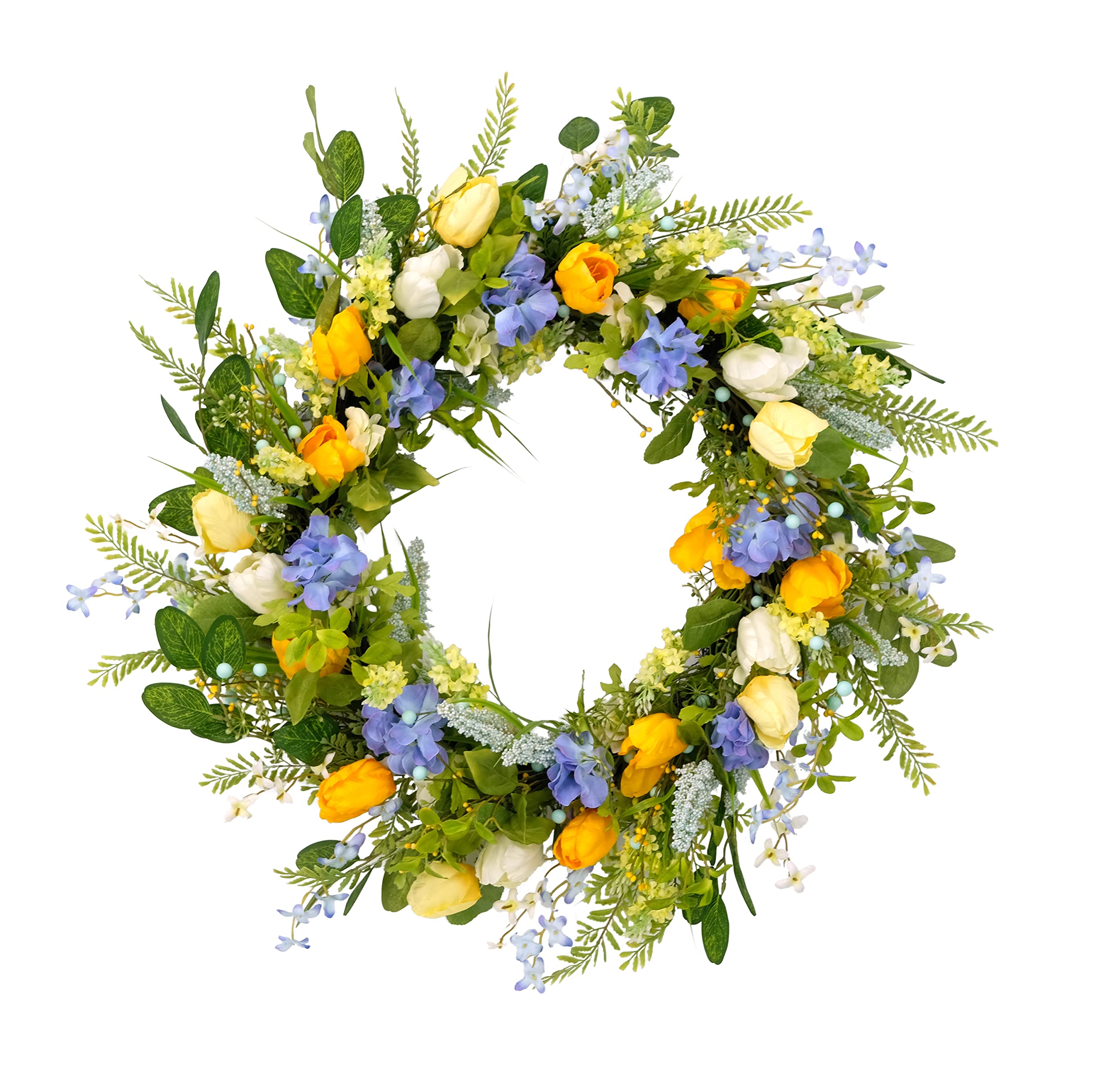 30" Artificial Tulip Floral Spring Door Wreath, Multicolor
