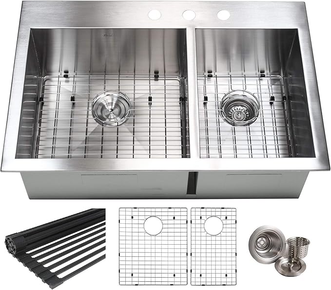 (6040) Zero Radius Design 16 Gauge Topmount Drop In Over the Counter Large