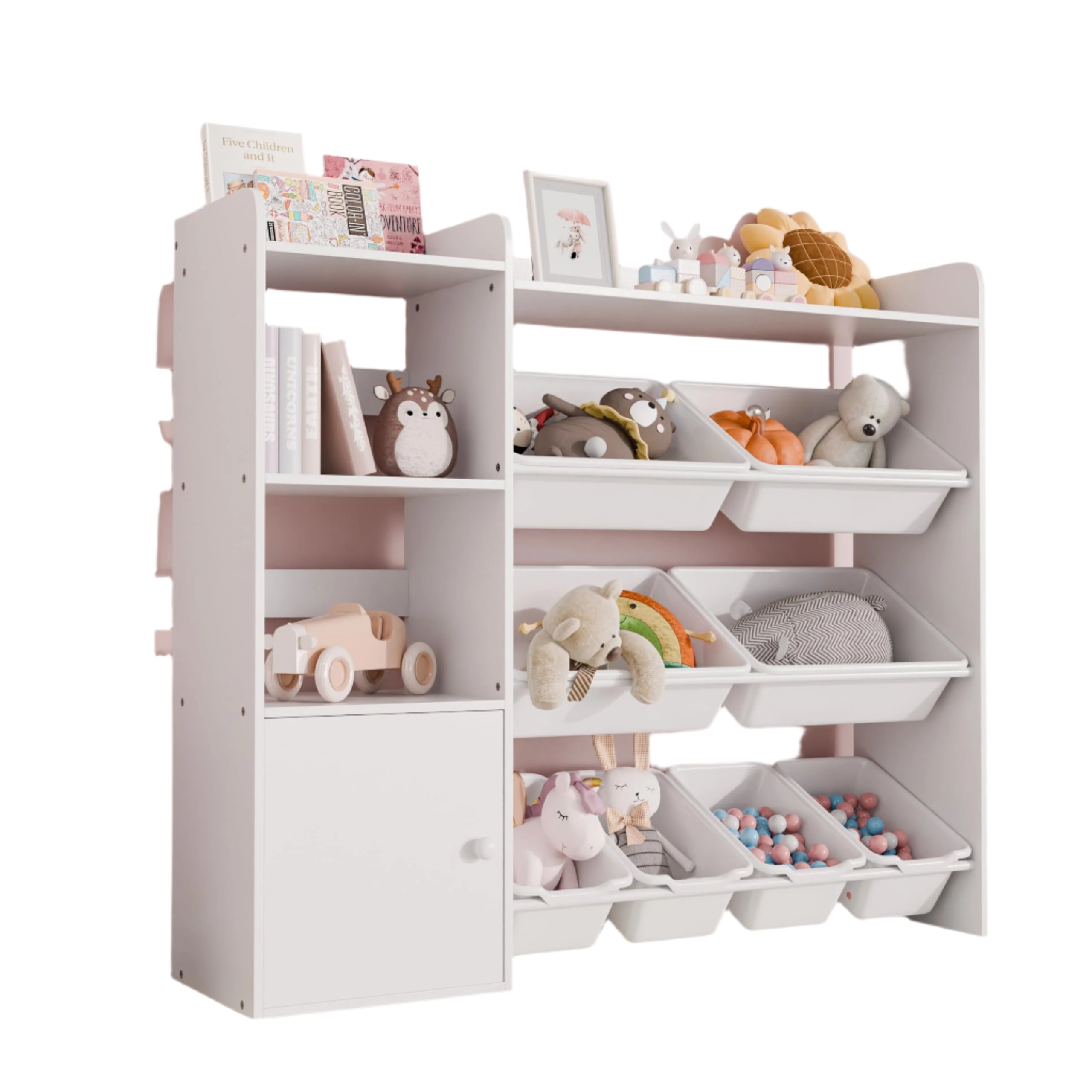 Kids Toy Storage Organizer, 4-Tier Toy Organizers W/8 Removable Storage Bins