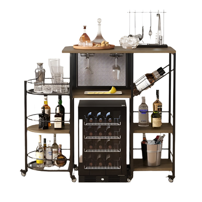 Cart, Home Bar Service Cart with Wine Rack and Glass Holder, Kitchen Cart