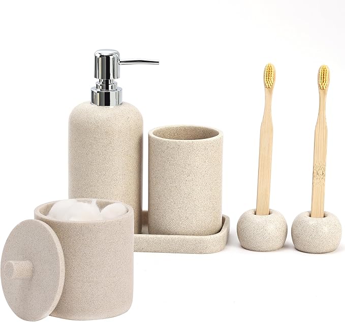 Bathroom Accessories Set, 5PCS Modern Bathroom Accessory Set with Soap Dispenser