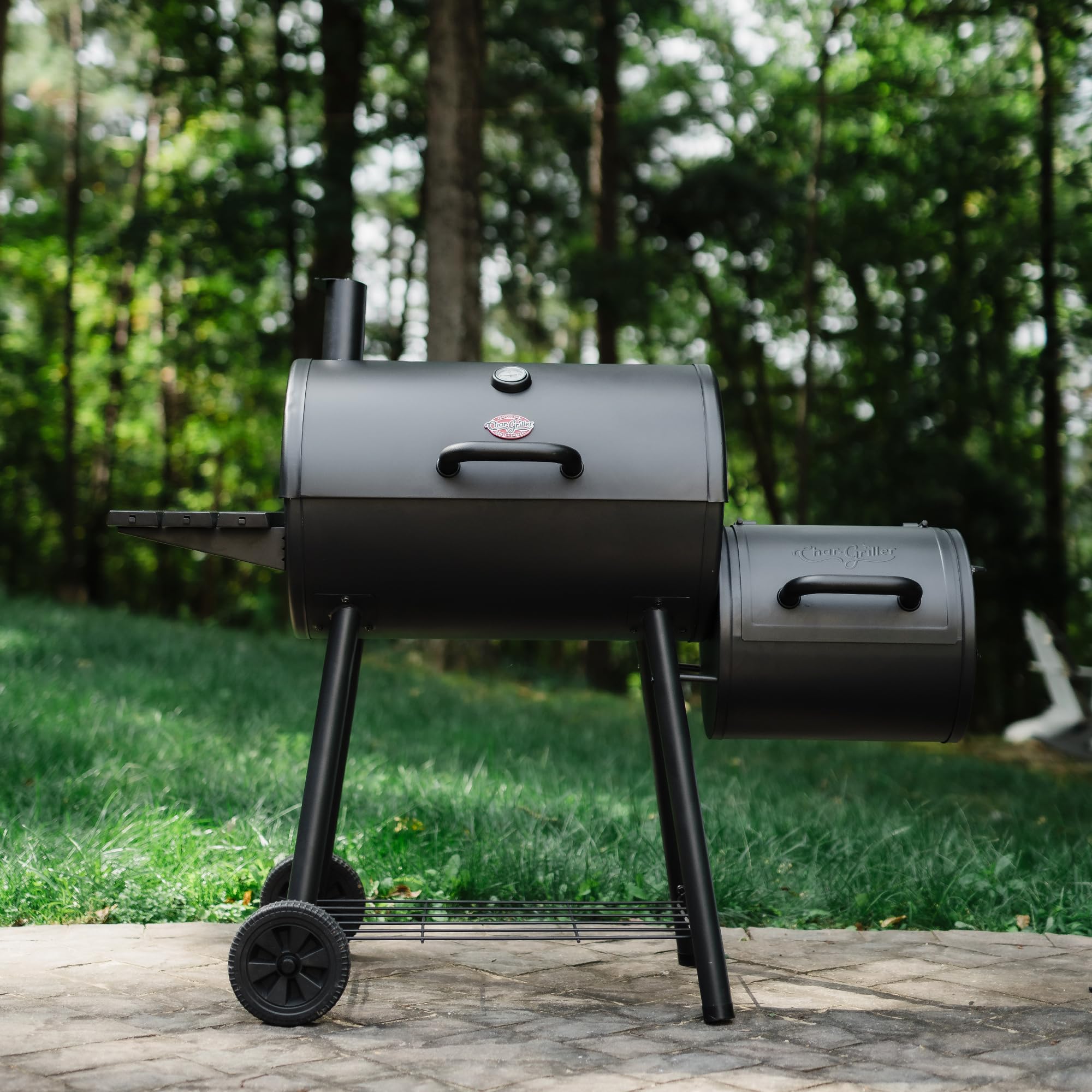 Smokin Pro Charcoal Grill and Offset Smoker with Side Fire Box, Dual Damper Control