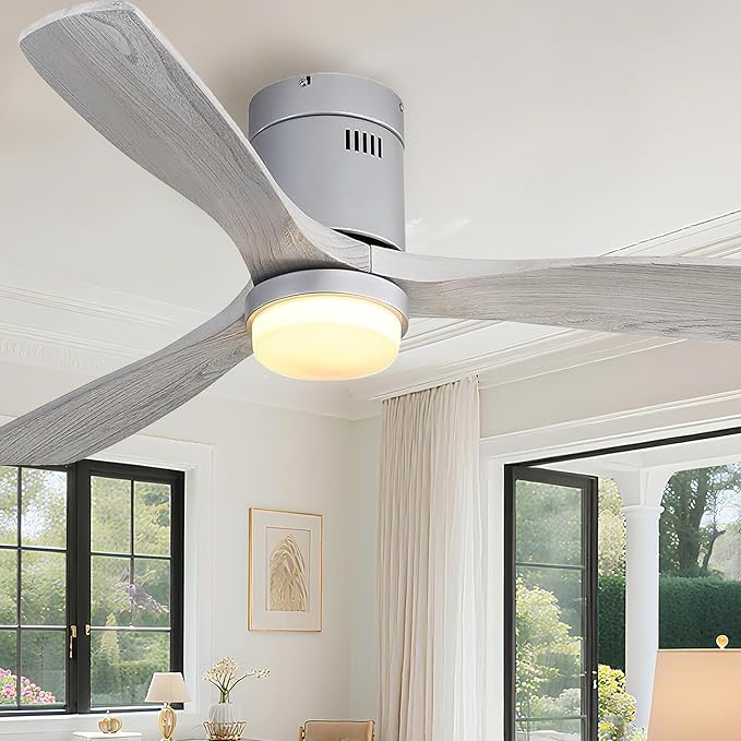 Fan with Lights 52 Inch Flush Mount Ceiling Fan with Remote Control