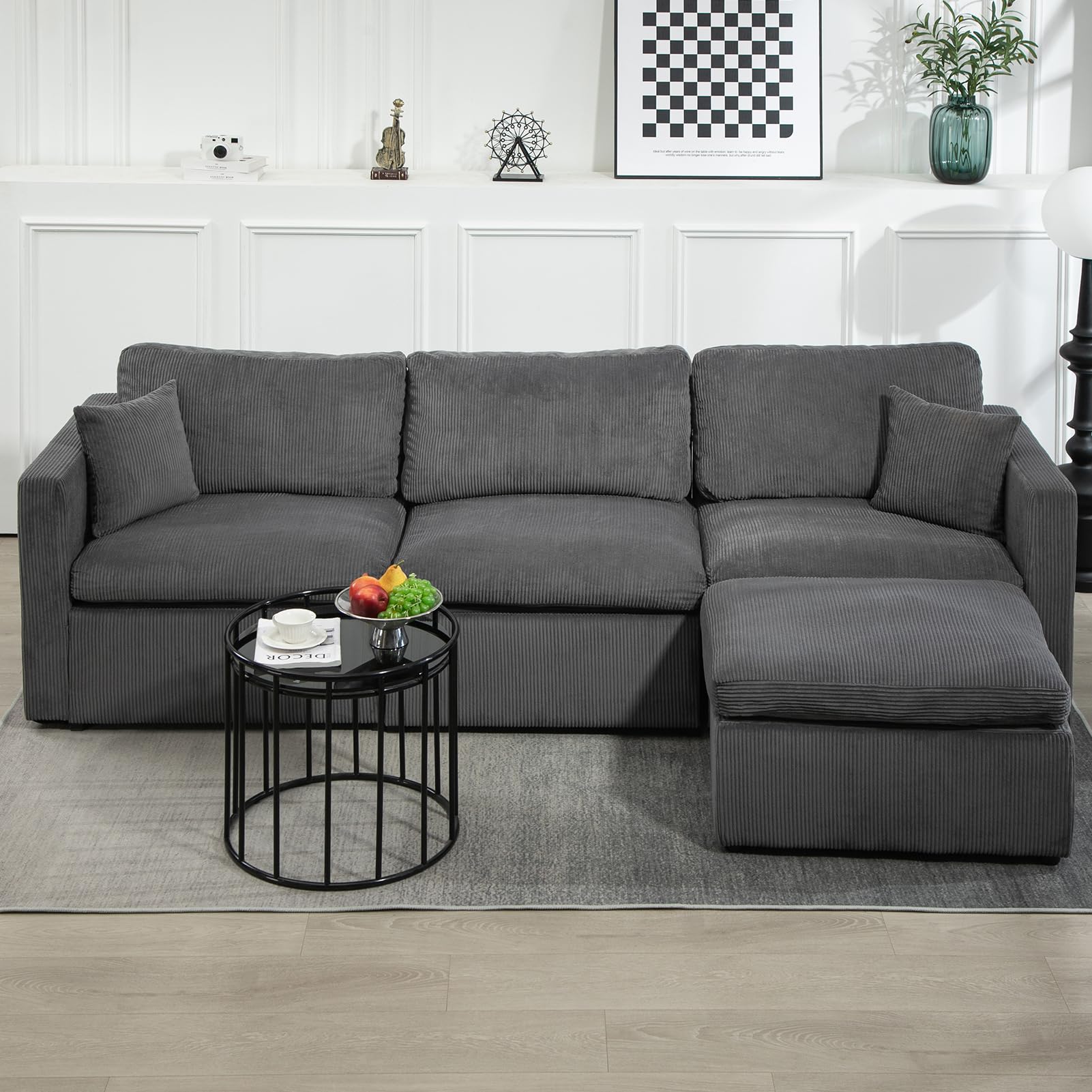 Modular Sectional Sofa, L Shaped Cloud Sectional Couches 3 Seat Sofa