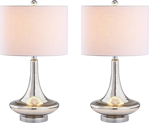 Set of 2 Table Lamps Cecile 25.5" Glass Teardrop LED Table Lamp Contemporary