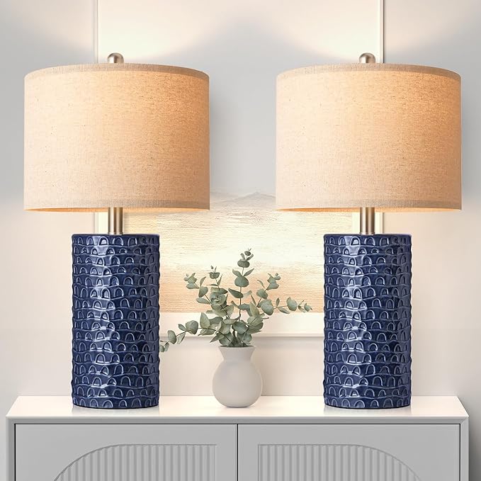 Modern Ceramic Table Lamp Set of 2, Table Lamps for Living Room