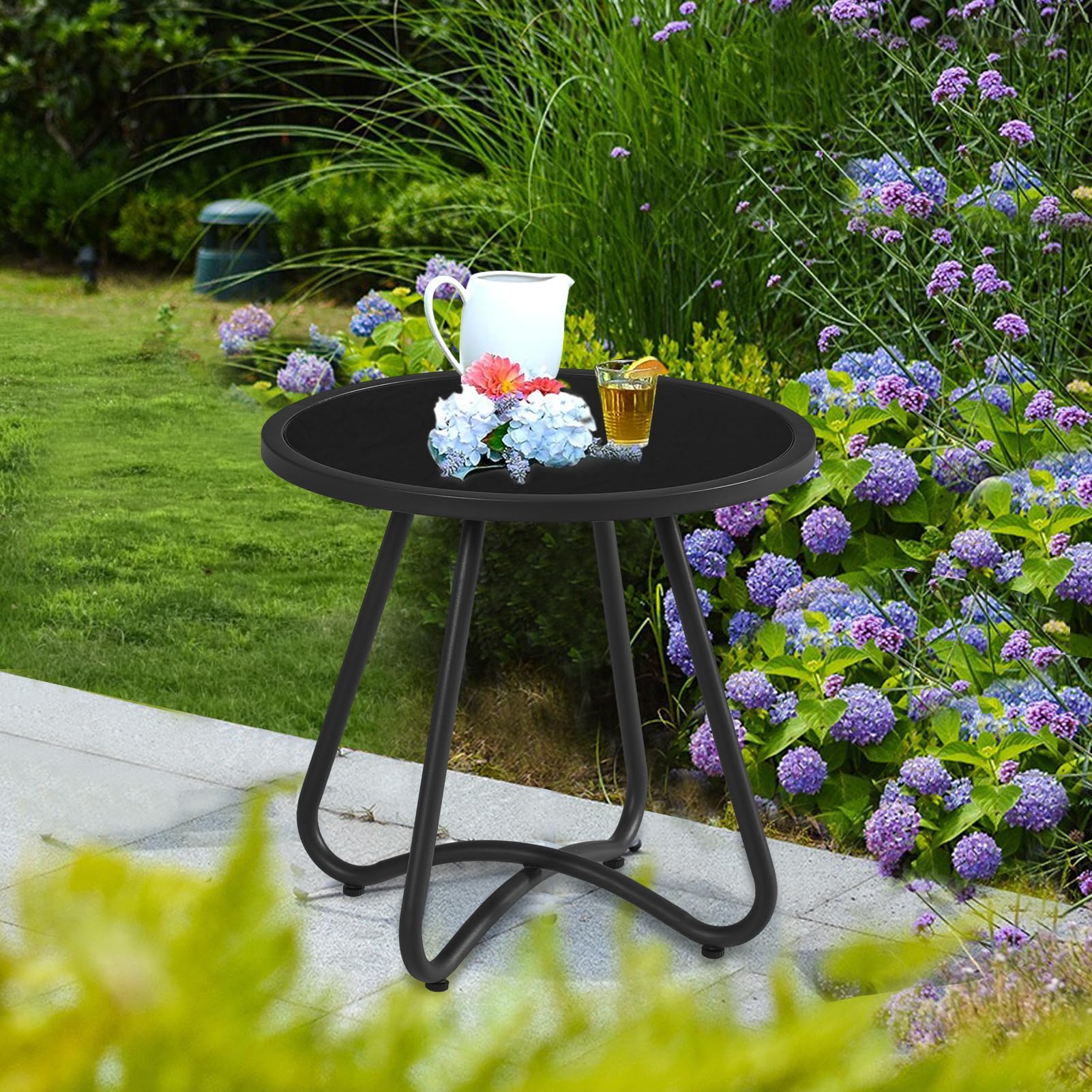 Outdoor Side Tables, Resistant Steel Patio Side Table, Small Round End Table