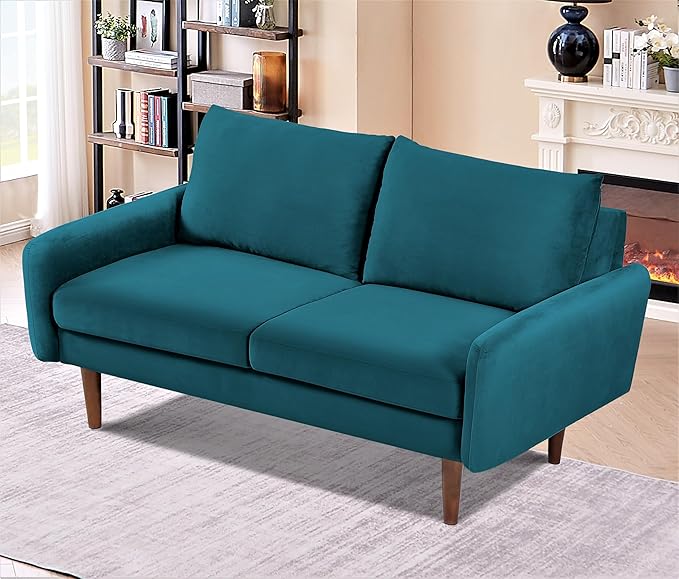 Kent Velvet Loveseat Sofa for Modern Living Rooms and Compact Spaces