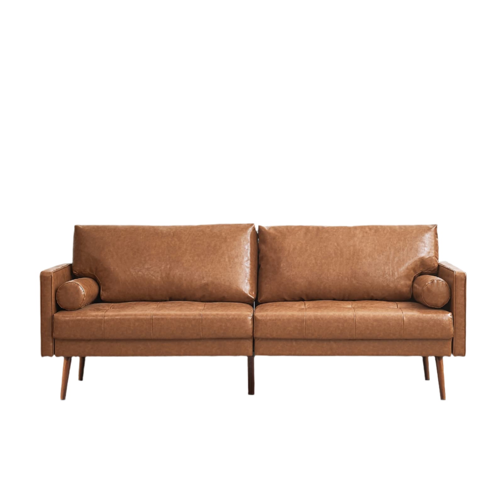 Faux Leather Sofa Couch, Mid-Century 73 Inch 3 Seater Leather Couch  for Living Room