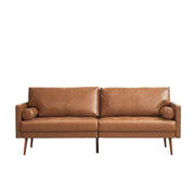 Faux Leather Sofa Couch, Mid-Century 73 Inch 3 Seater Leather Couch  for Living Room