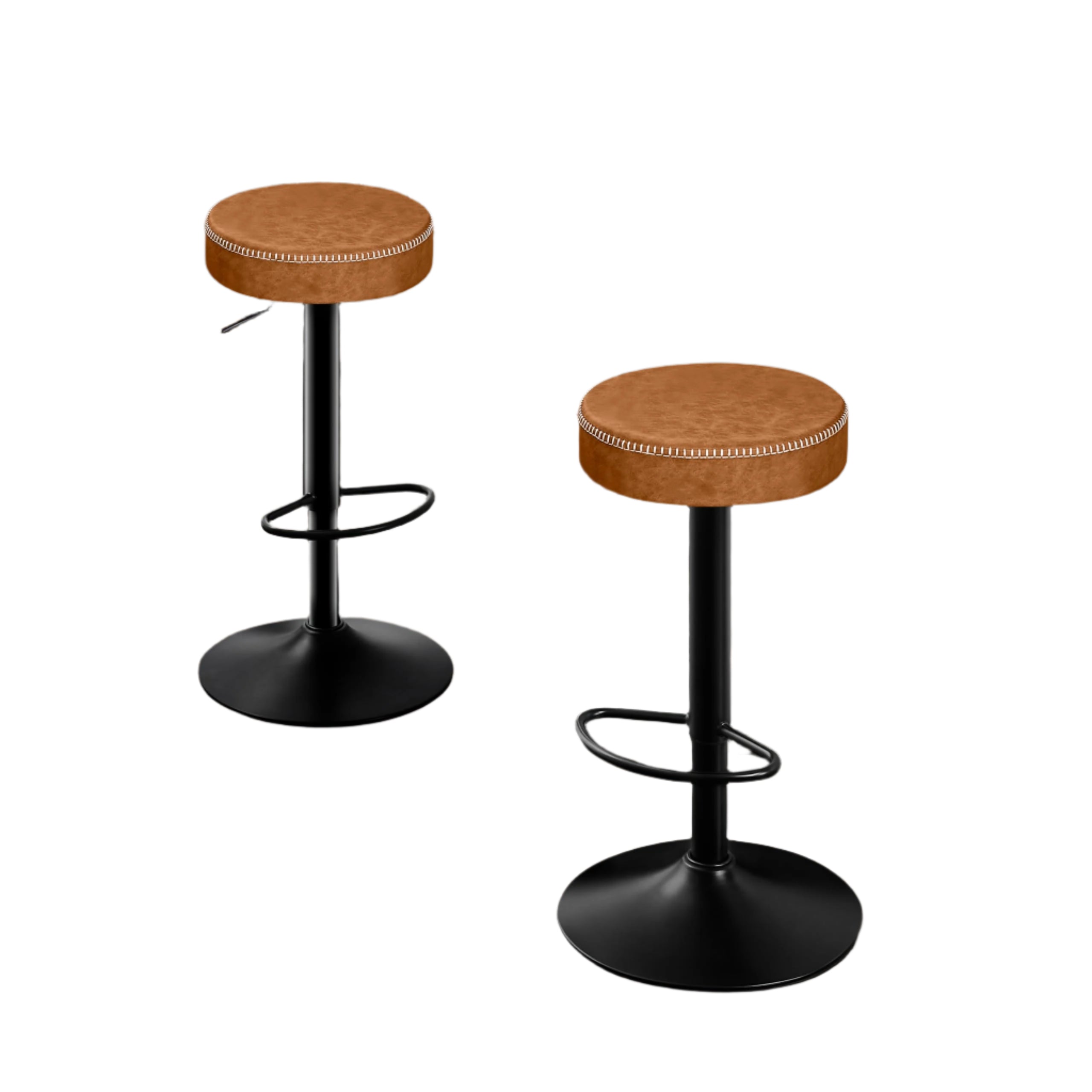 Stools Set of 2 Modern Microfiber Leather Bar Height Stools with Round Seat 360